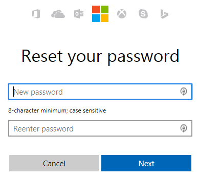 Here you can enter the new password