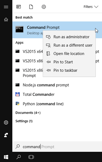 Starting Command Prompt as Administrator