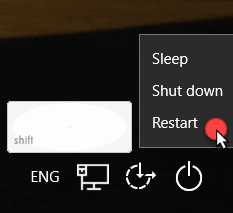Shift-click on Shutdown Menu