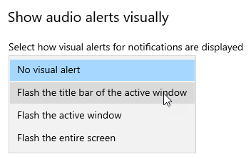 Enabling visual alert for audio alert