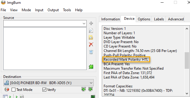 Imgburn write files folders mode with device pane highlighted
