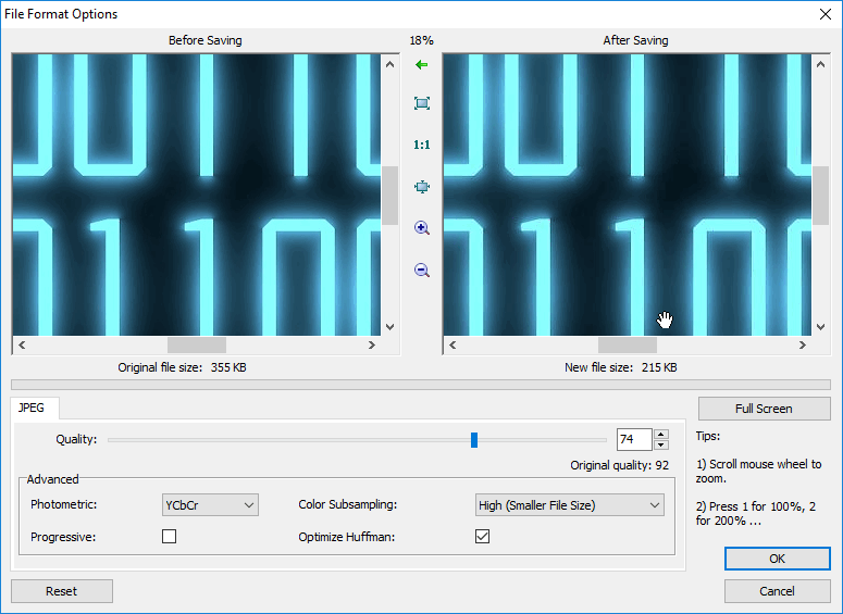 Compression Settings a.k.a. File Format Options 