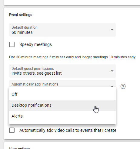 Google Calendar Event Settings