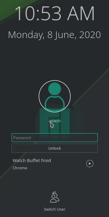 Manjaro KDE lock screen