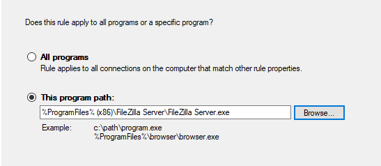 Filezilla Server Exception
