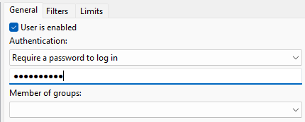 Textbox for setting a password for the newly added user