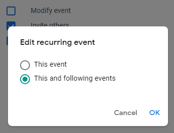Edit recurring event in Google Calendar