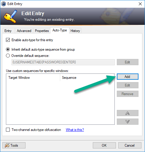 KeePass Auto-Type settings