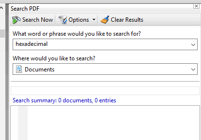 PDFXChangeViewer Search Pane