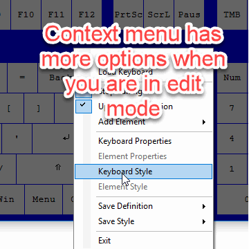 Nohboard context menu after entering edit-mode