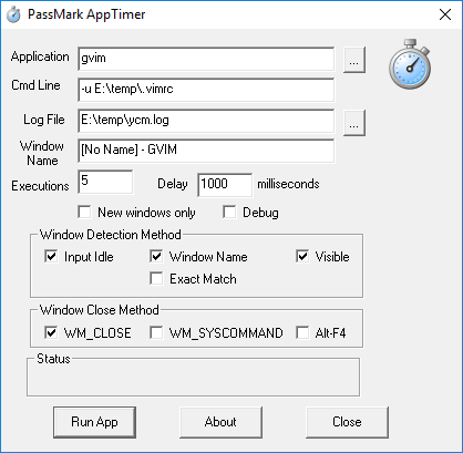 AppTimer windows with inputs filled in