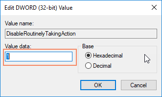 Setting Value data field to 1