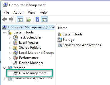 Computer Management window with disk management selected
