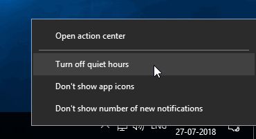 Turn off quiet hours