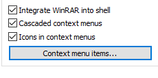 Context menu items button
