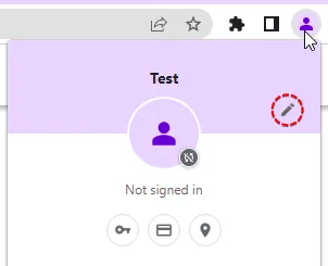Chrome profile popup open with customize profile option highlighted